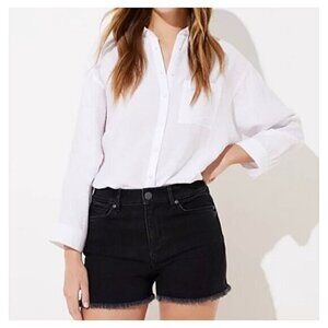 Loft High Rise Denim Cut Off Shorts Washed Black